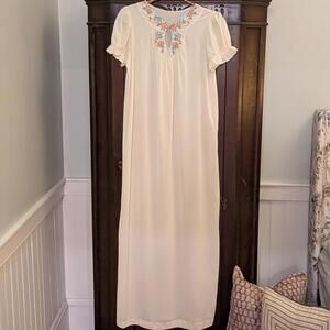 Vintage DREAM AWAY Cream Gown with Ruffles and Embroidered Flowers.